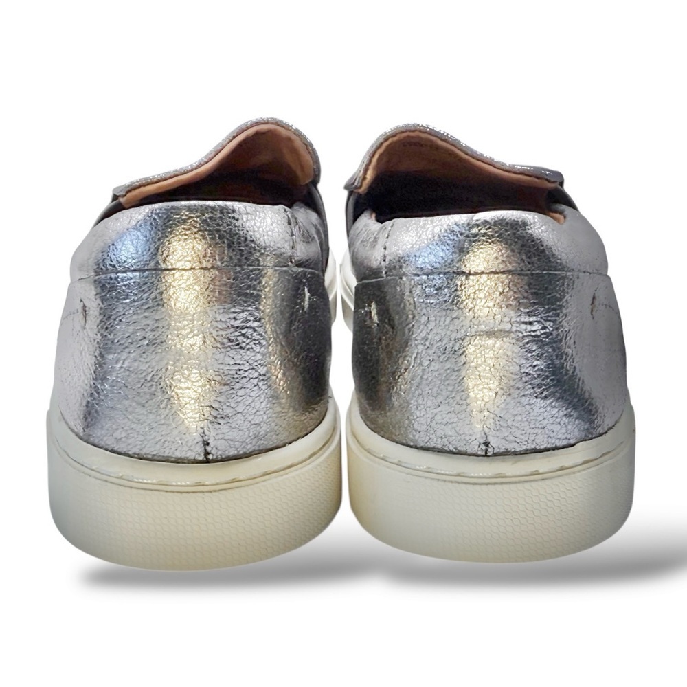 FRYE Ivy Metallic Leather Slip-On Sneakers 7.5 Iridescent Silver Comfort Flats - Picture 4 of 13